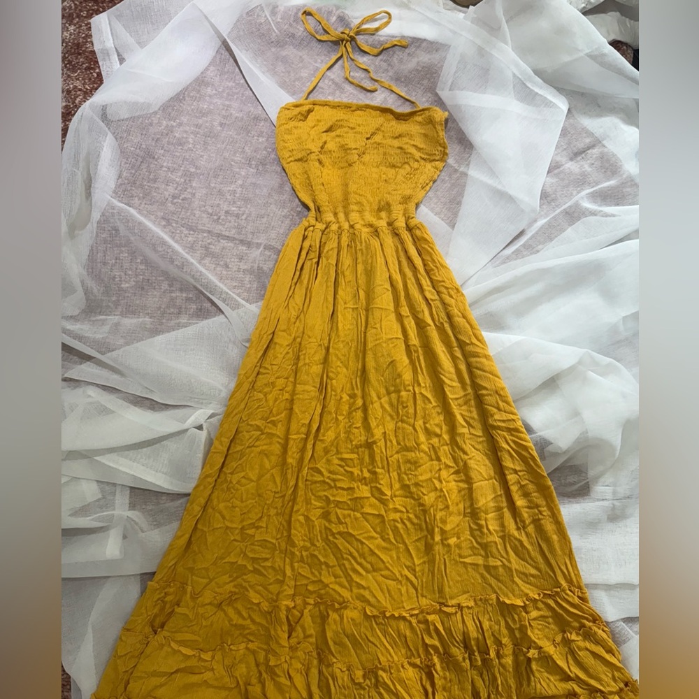 Yellow Backless Maxi Dress